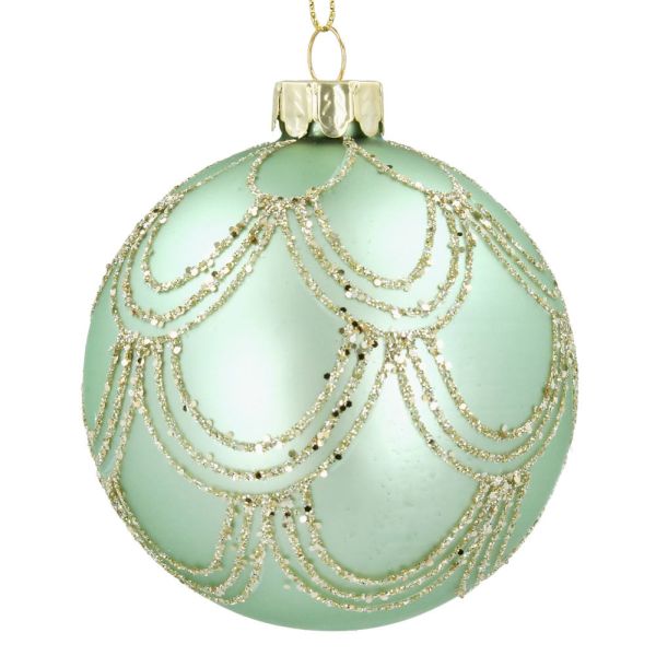 Matt Pale Green Ball Sparkling Swags